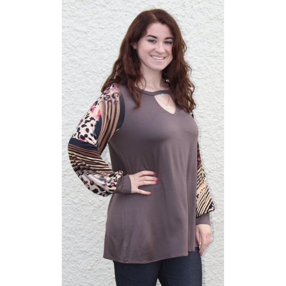 Promesa Striped & Leopard Keyhole Top - Picture 5 of 5